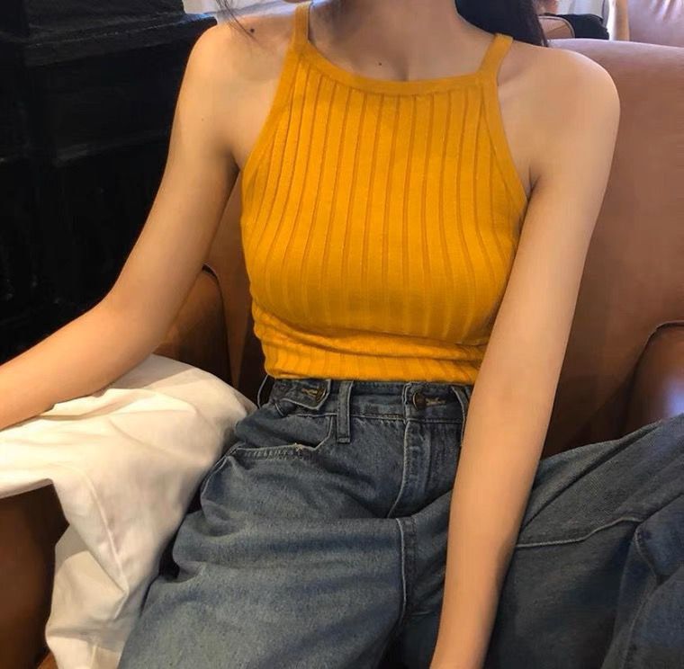 Mustard yellow tank top outfit cheap