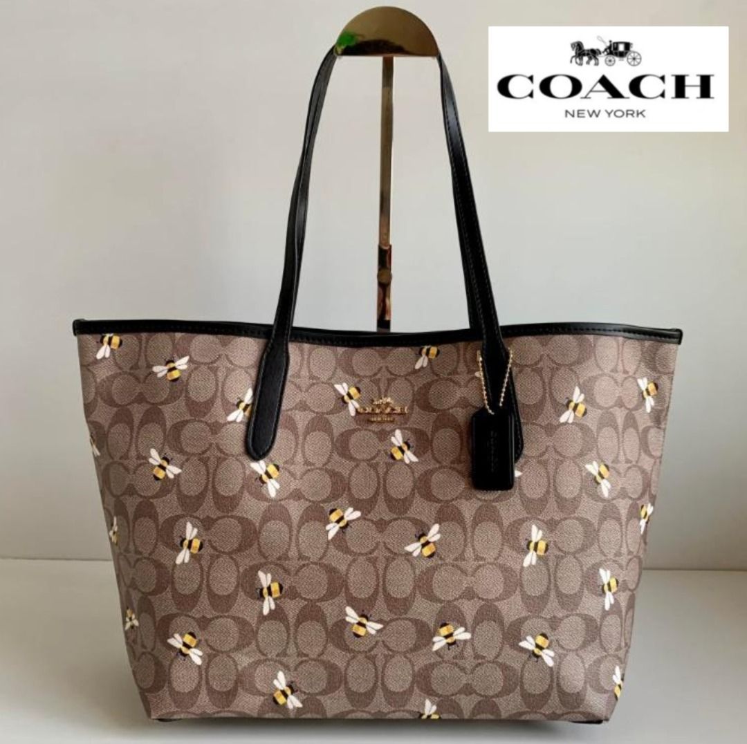 Coach bee print tote on sale