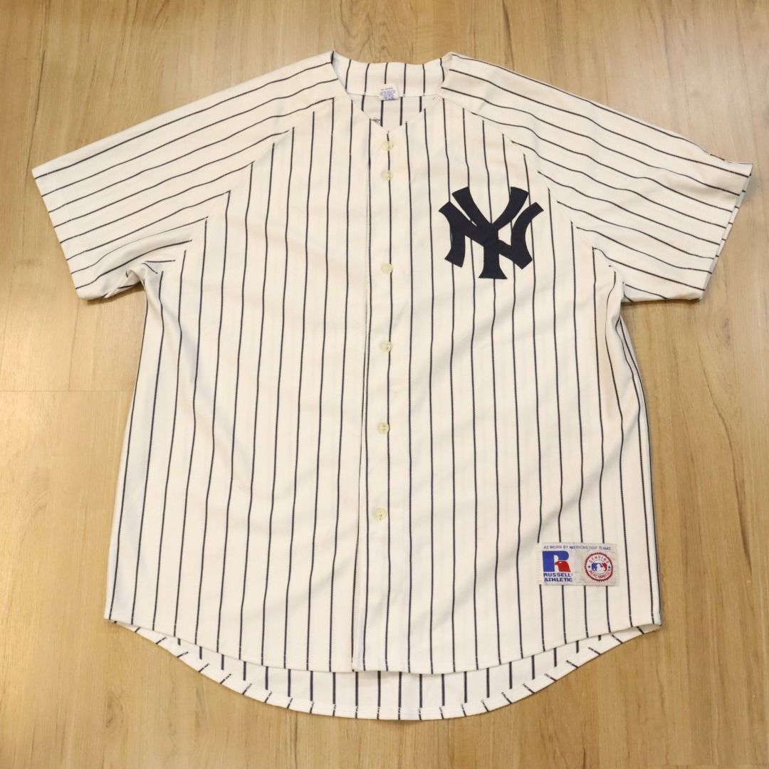 90s MLB NEW YORK YANKEES PINSTRIPES BASEBALL JERSEY, Men's Fashion,  Activewear on Carousell