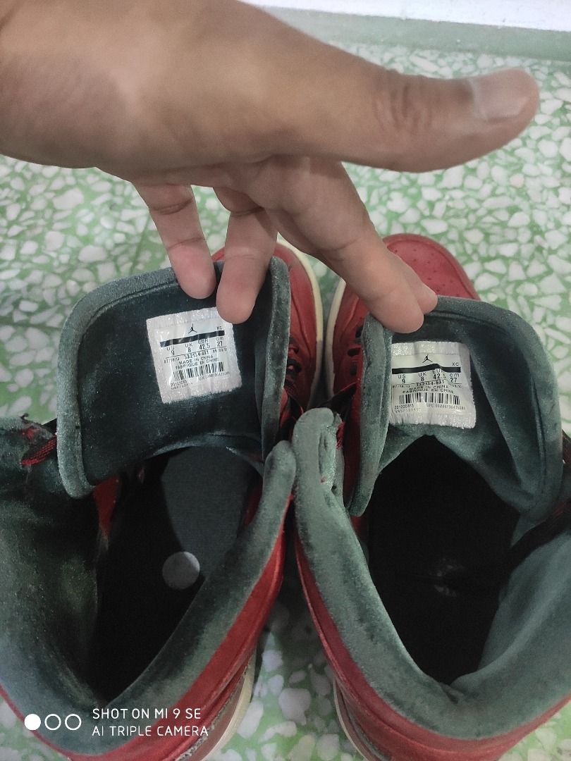 Nike Air Jordan AJ1 Gucci Red leather sneakers kasut nike bukan