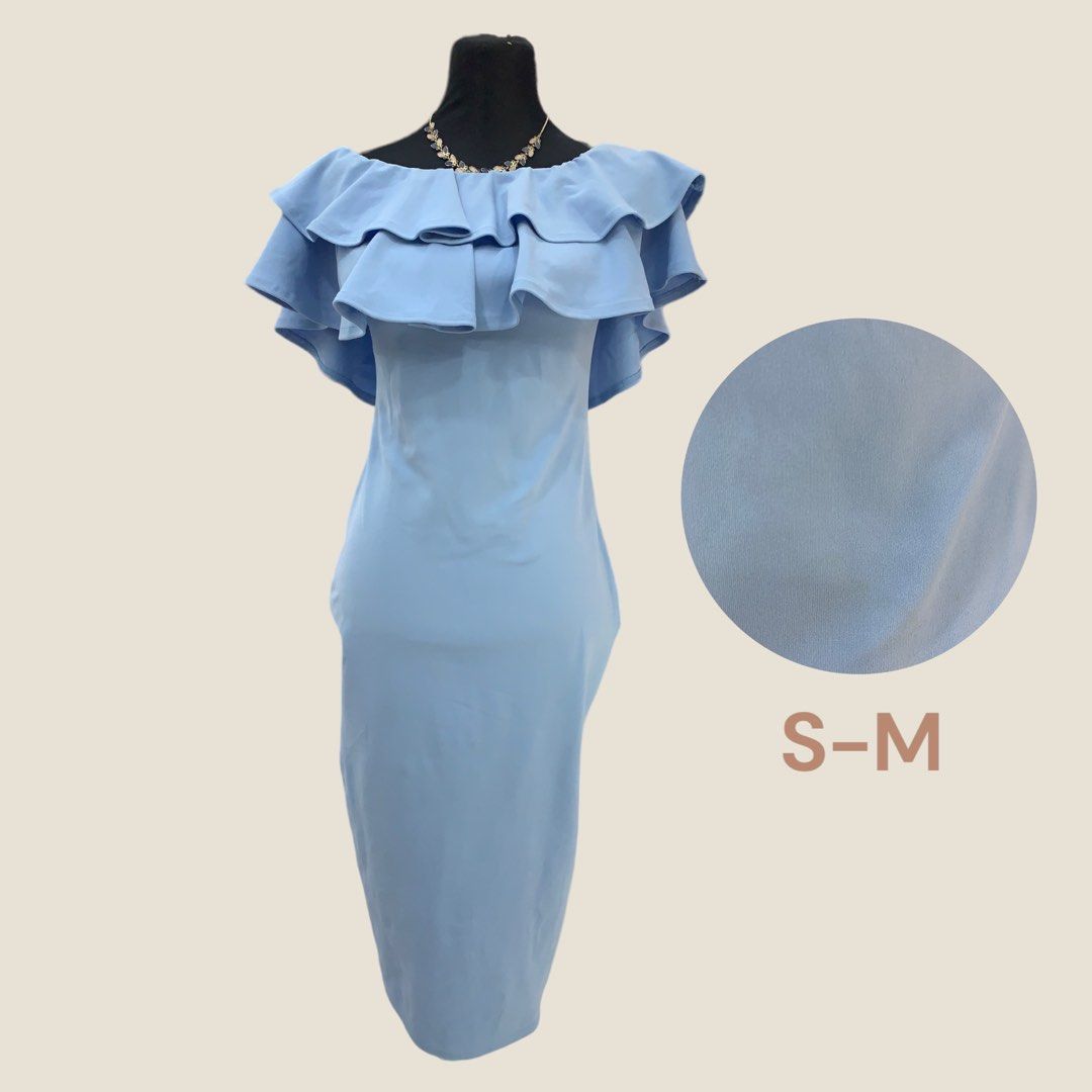 Off shoulder dress (Category: Dresses) located in Quezon City. Submitted by phammy (Listing ID 1240940996, Image 1). Description: has small washable stain used once stretched fabric can fit up to medium frame.