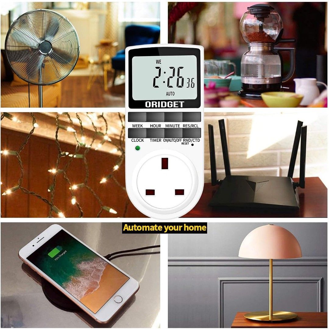 ORIDGET Digital Electrical Timer Plug Socket with 18 On-Off Programs ...