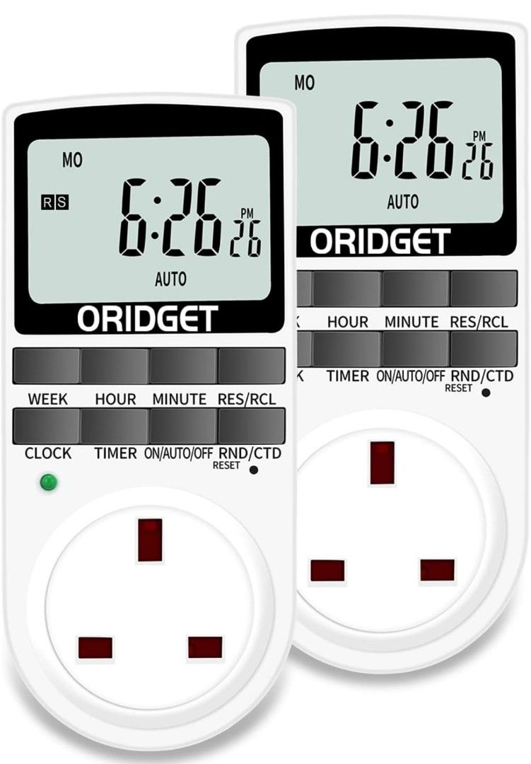 ORIDGET Digital Electrical Timer Plug Socket with 18 On-Off Programs ...