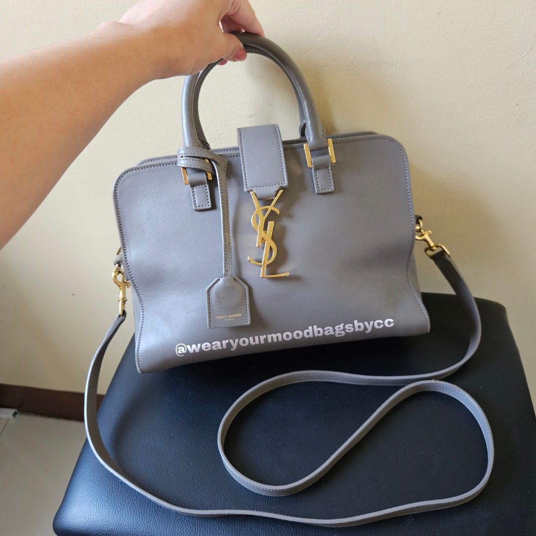 Saint Laurent Ysl Cabas Chyc Large Leather East West Bag in Gray