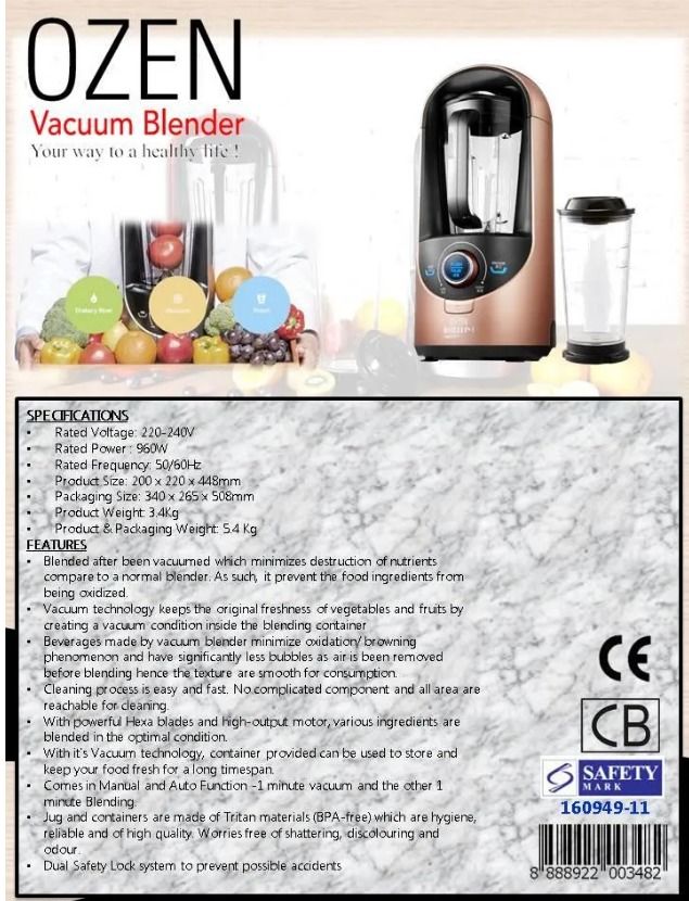 OZEN ANTIOXIDATION VACUUM BLENDER HANSSEMLIMITED EDITION ROSEGOLD HAF