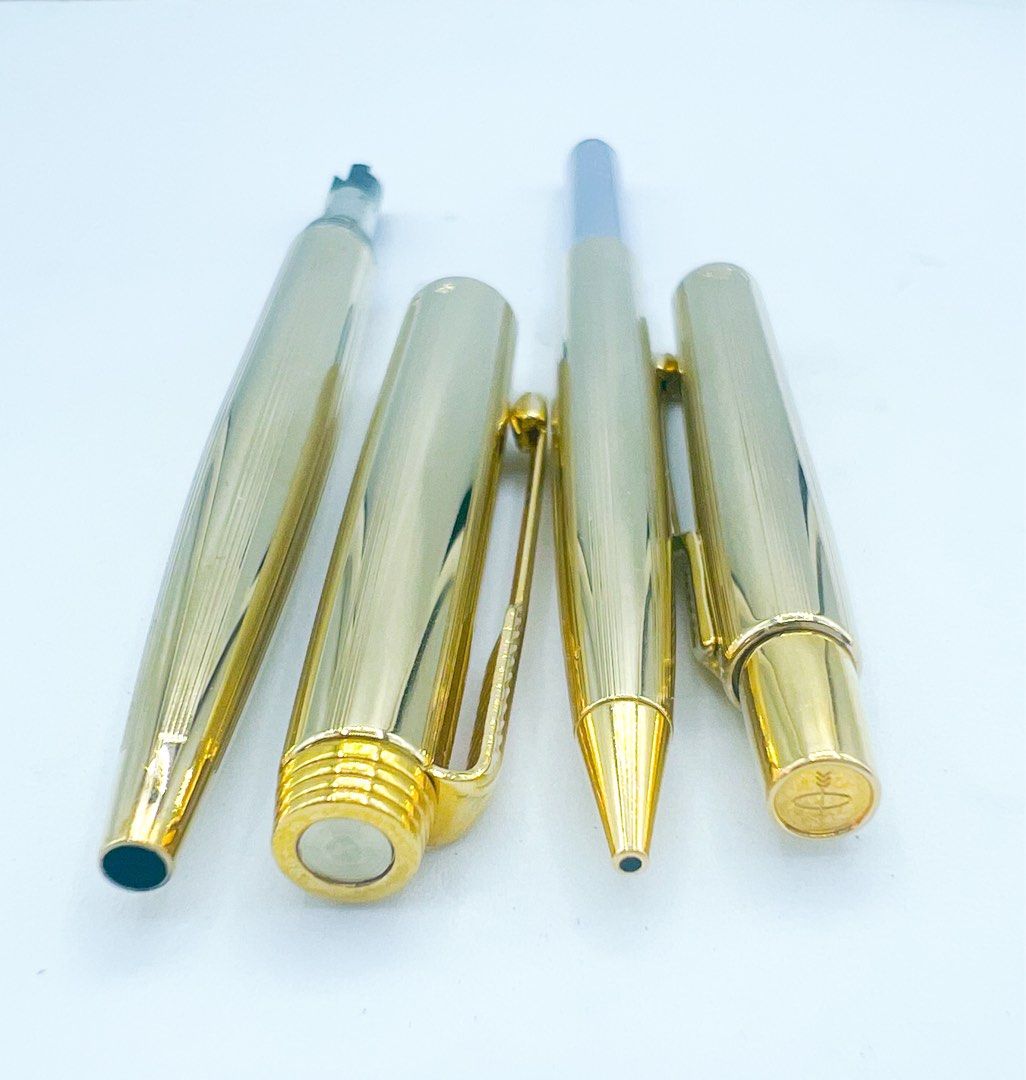 Parker 22k gold plated ballpoint pen and mechanical pencil set, Hobbies ...