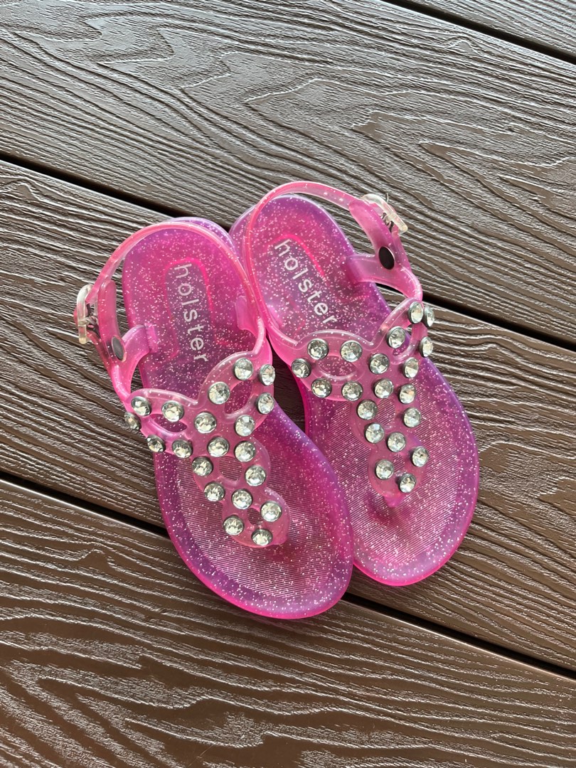 pink glitter flip flops