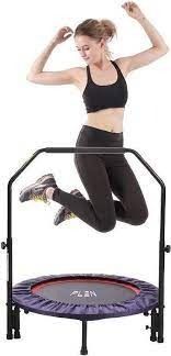 PLENY 38 Inch 2 in 1 Mini Fitness Trampoline with Handle Bar Lean