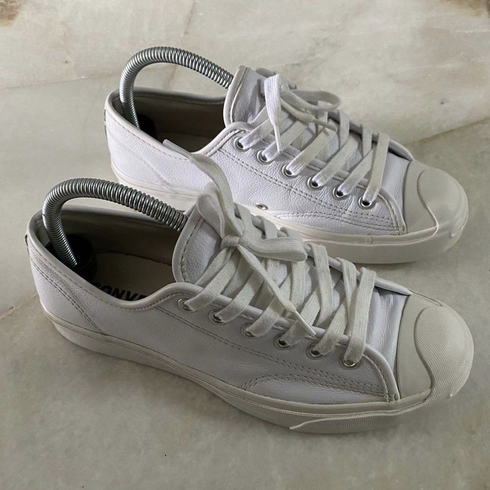 Converse jack purcell top white leather mens