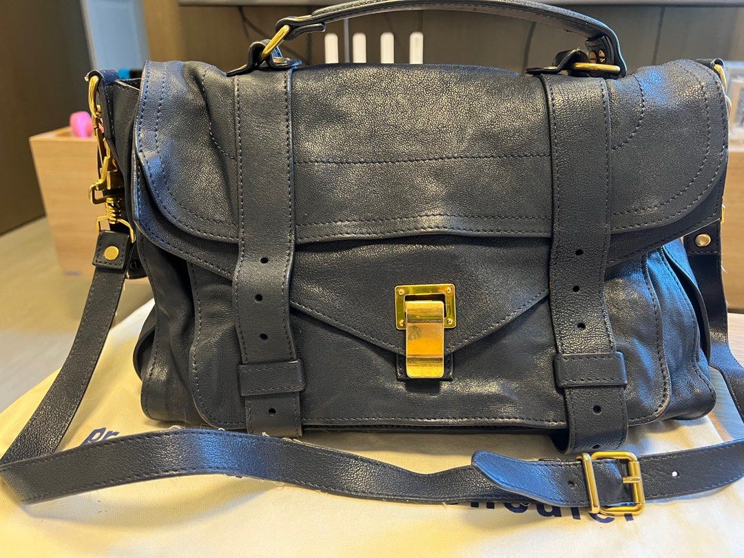 Proenza Schouler PS1 Medium Navy Blue, 名牌, 手袋及銀包- Carousell