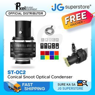 Pxel ST-OC2 Conical Snoot  Optical Condenser with Replaceable Mount, Card Slot, Assorted Color Gel Filter, Modelling & Background Piece for Bowens Mount LED Video Light and Studio Flash | JG Superstore