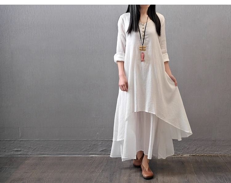 White linen maxi online dress plus size