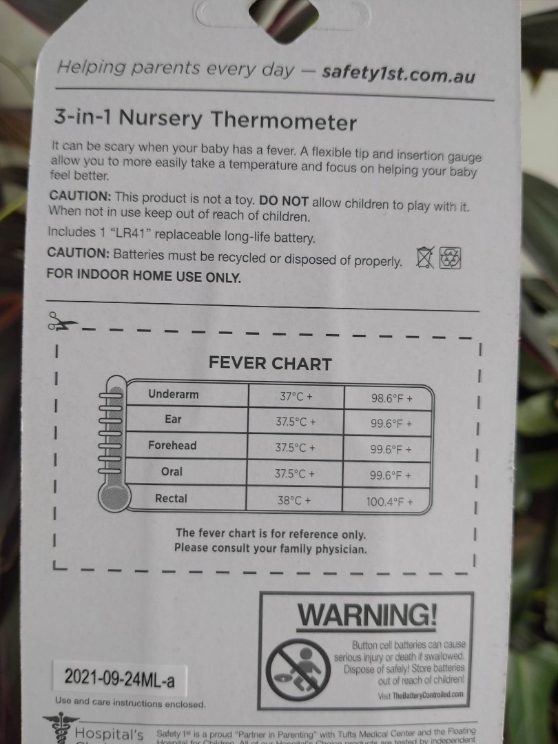 Safety 1st 3in1 Nursery Thermometer Oral Underarm Rectal, Babies