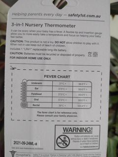 Safety 1st 3-in-1 Nursery Thermometer Oral -Underarm -Rectal