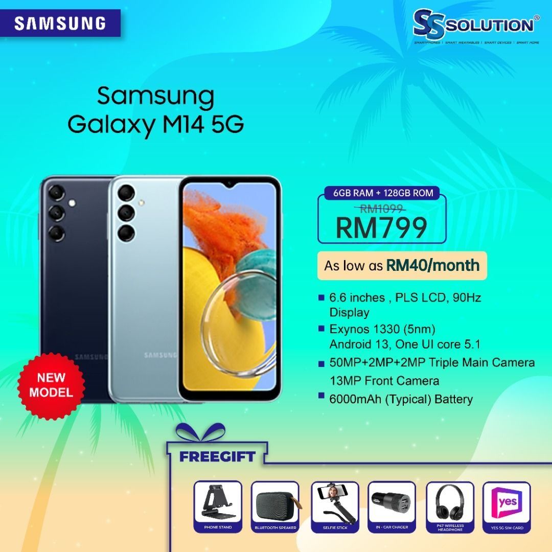 Samsung Galaxy M14 5G (6GB RAM + 128GB ROM) 1 Year Warranty By Samsung