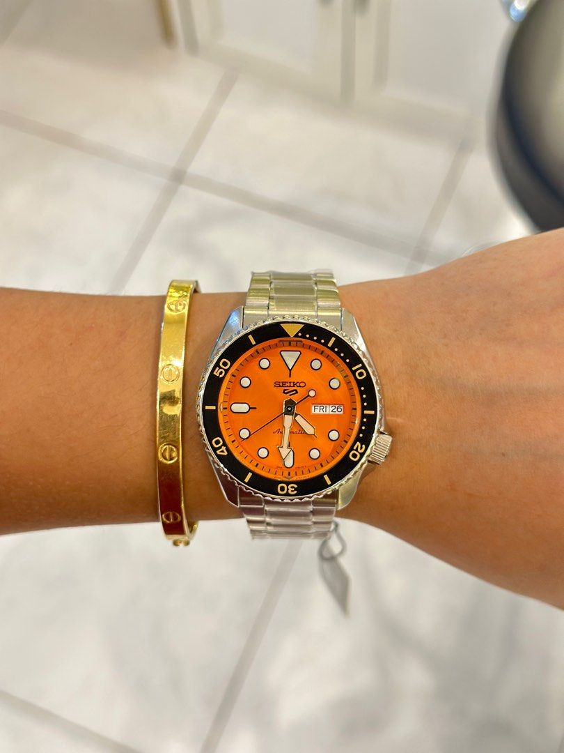 Seiko 5 sports orange dial automatic watch, Men's Fashion, Watches ...
