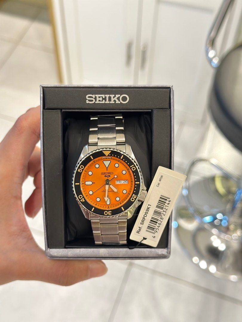 Seiko 5 sports orange dial automatic watch, Men's Fashion, Watches ...