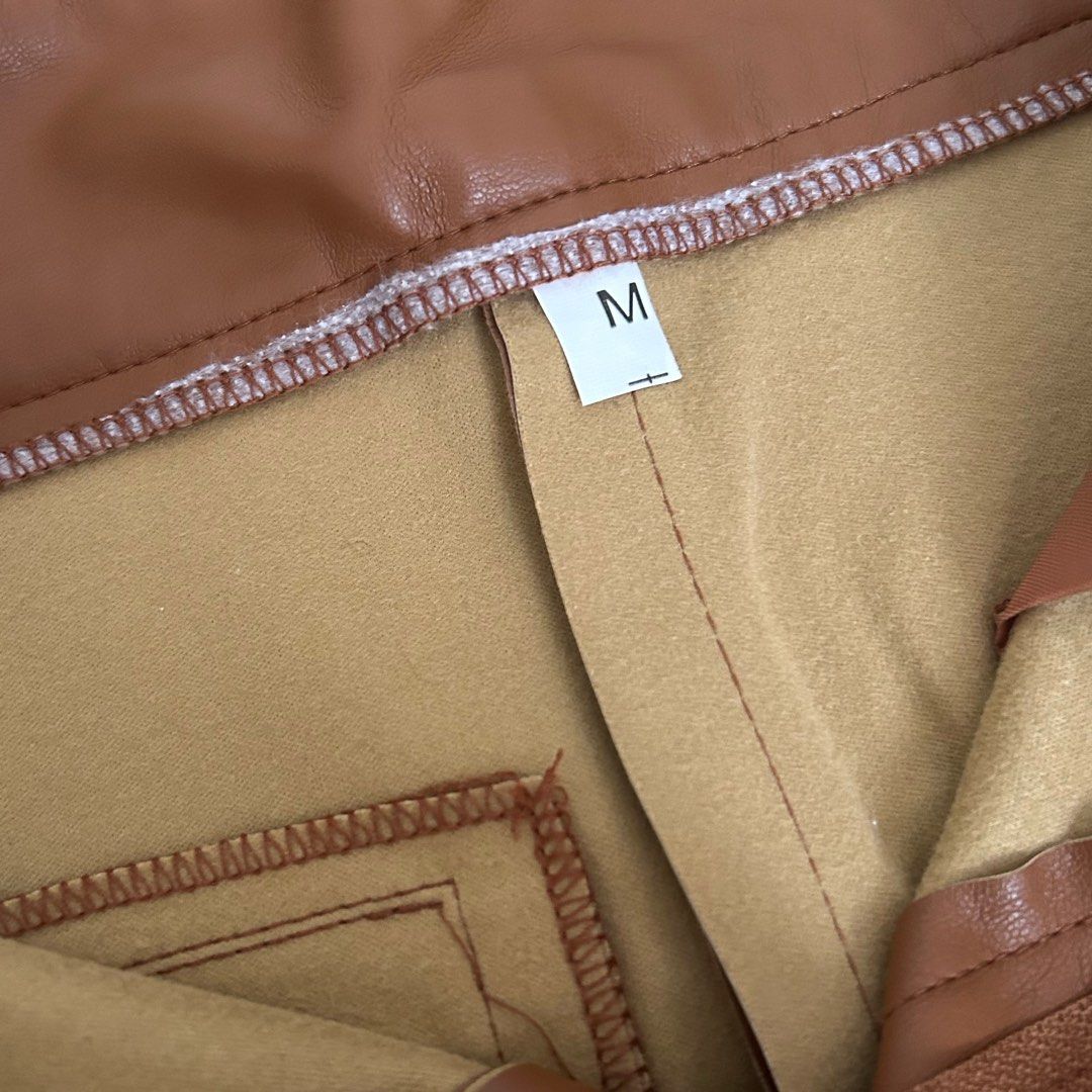 Shein Brown Leather Pants, Women's Fashion, Bottoms, Other Bottoms on Carousell