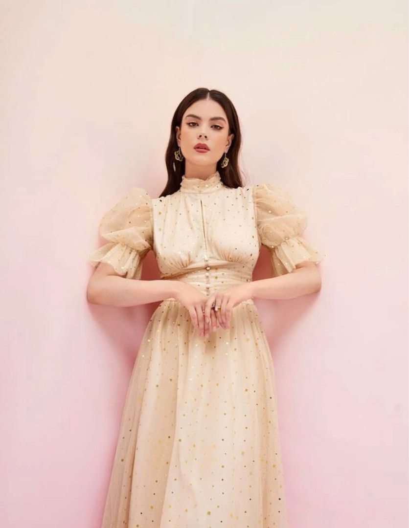 SHEIN Champagne Gown, Women's Fashion, Dresses & Sets, Evening dresses &  gowns on Carousell