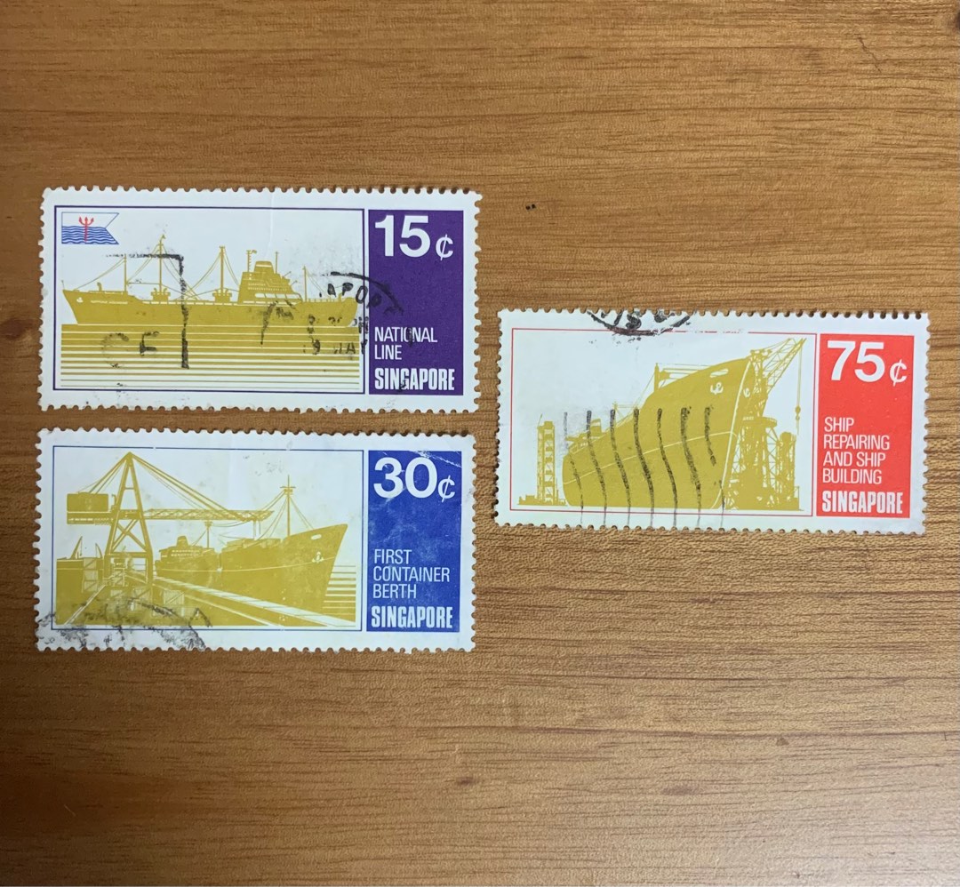 Singapore 1970 shipping stamps set of 3v first issue of container