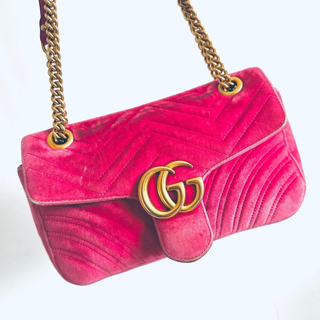 Gucci marmont red velvet mini size, Luxury, Bags & Wallets on Carousell