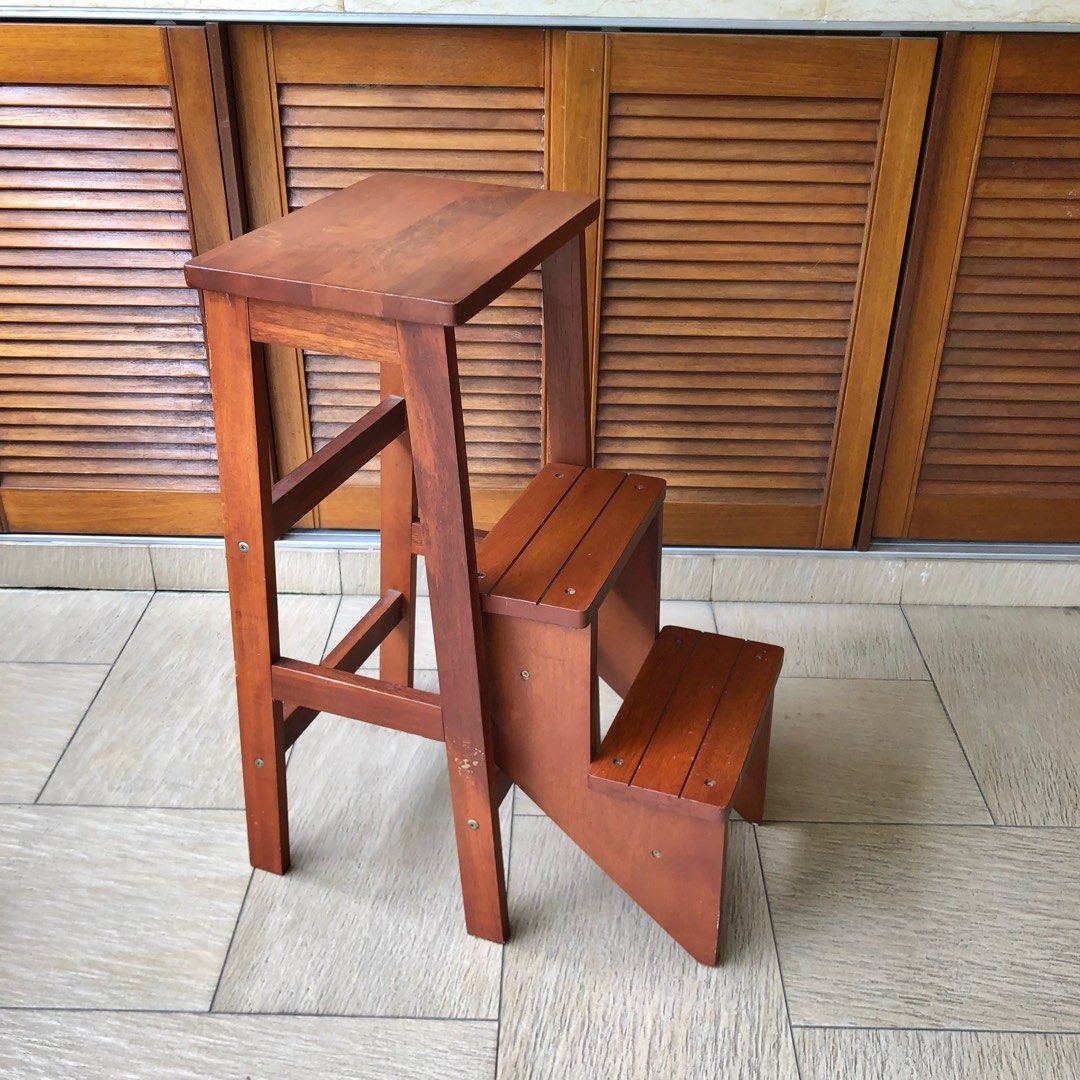 Step Stool Solid Wood (Category: Other Home Furniture) located in Petaling Jaya. Submitted by lospolos (Listing ID 1240841326, Image 2). Description: Height 72cm Width 37cm Length 26cm Practically new. Never used, kept in store room. Very minor scuff marks. Structurally good. Solid wood. Pick up only. .