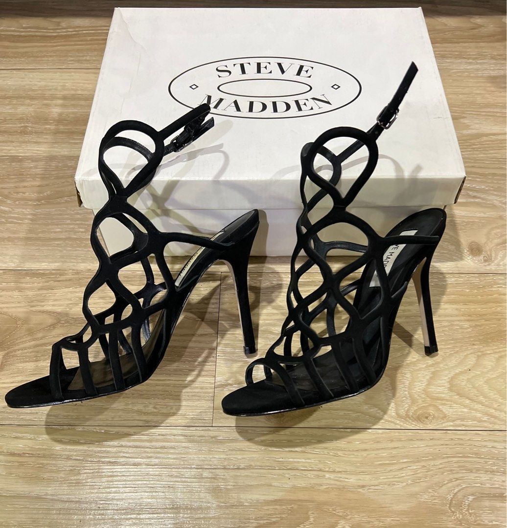 Steve Madden Teagan Heels Black Suede size 38 LIKE NEW