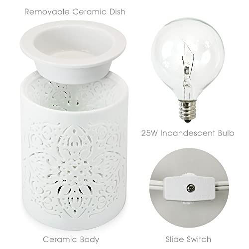 Earnest Living Wax Melt Warmer for Scented Wax Cubes Candle Warmer Electric  Ceramic Oil Burner White 