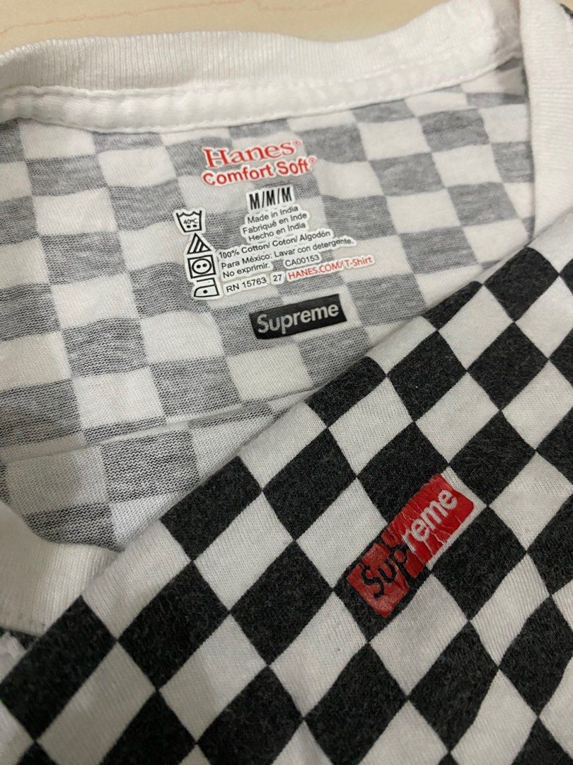 Supreme hanes checkered top shirt