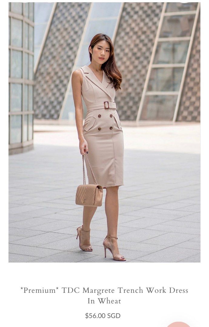 The Design Closets Margrete Trench Work Dress In Wheat S