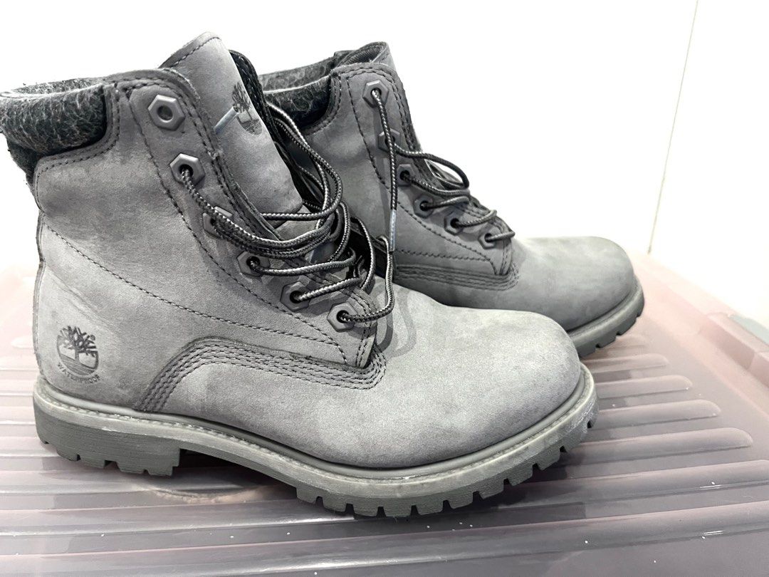 Timberland with ortholite Grey Suede highcut boots 37.5 6.5 W