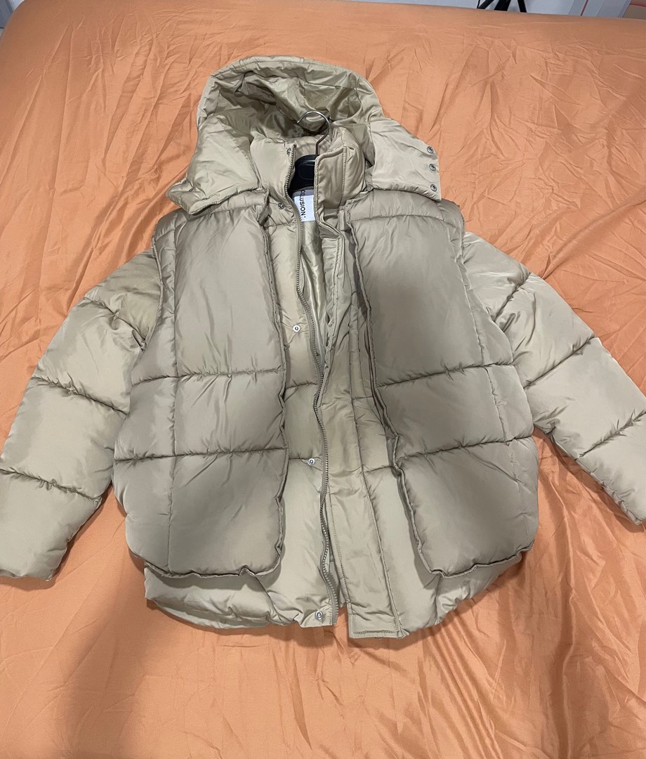 Collusion unisex oversized cape puffer jacket in black clearance