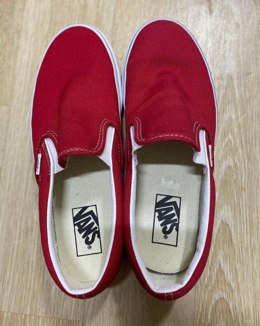 Racing red vans outlet slip ons