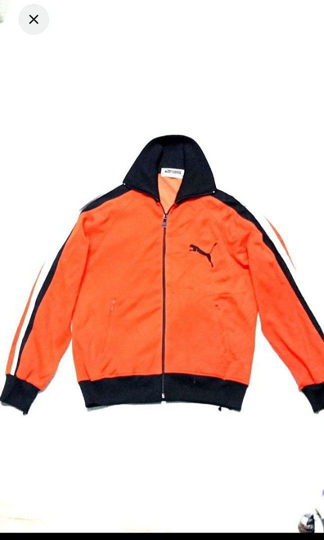VINTAGE PUMA 80S HOLLAND ORANGE TRACKTOP JACKET PIT 20.5X25