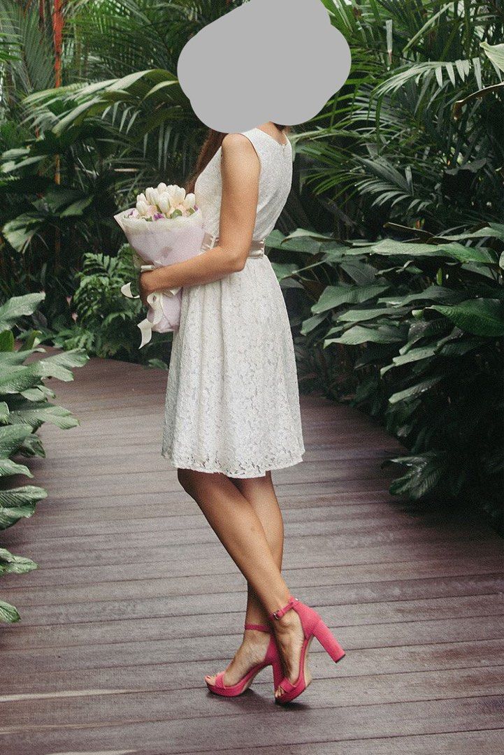 Tahari white lace sales dress