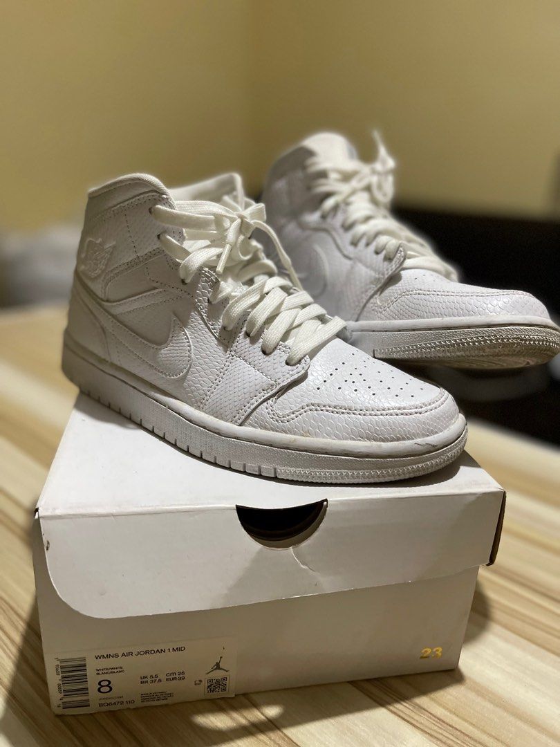 WHITE AIR JORDAN 1 MID Men s Fashion Footwear Sneakers on Carousell