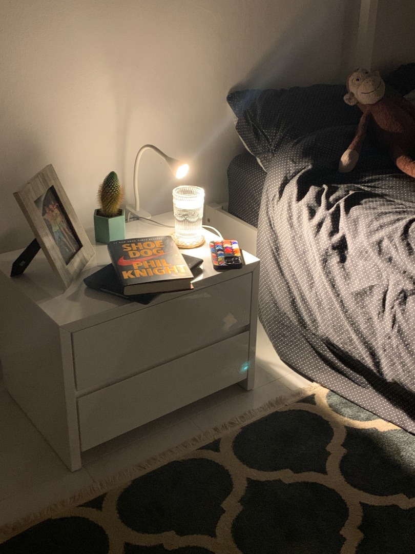 White Laminate (NOT IKEA), Bedside Table small chest of drawer