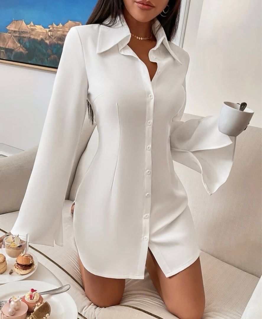 White button down polo dress new arrivals