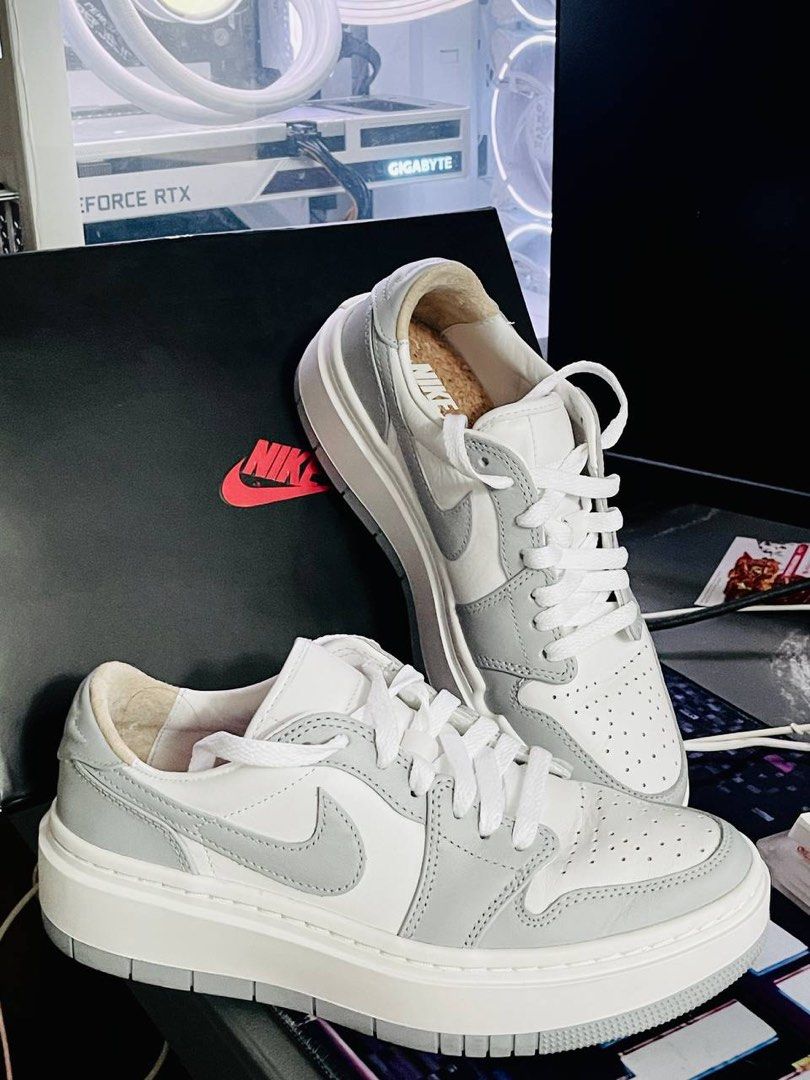WMNS AIR JORDAN 1 ELEVATE LOW (Category: Sneakers) located in Bulacan. Submitted by avenade (Listing ID 1240964415, Image 2). Description: WMNS AIR JORDAN 1 ELEVATE LOW US 7 / EUR 38 7,5k Color: Wolf Grey Used once RFS: Need funds MOP: bank transfer / gcash / paymaya Shopee checkout available.