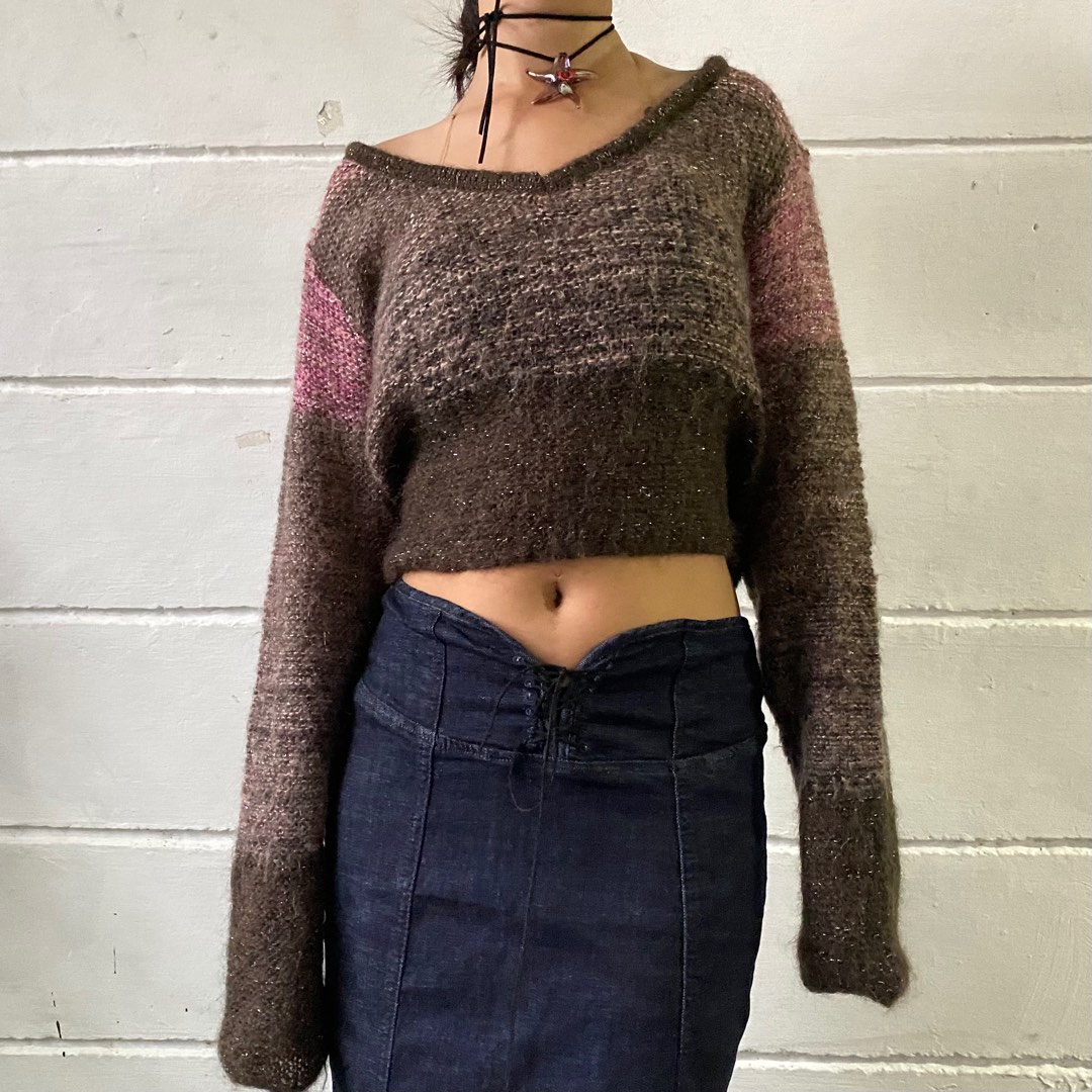 Y2K Crochet Tie Front Top (S)