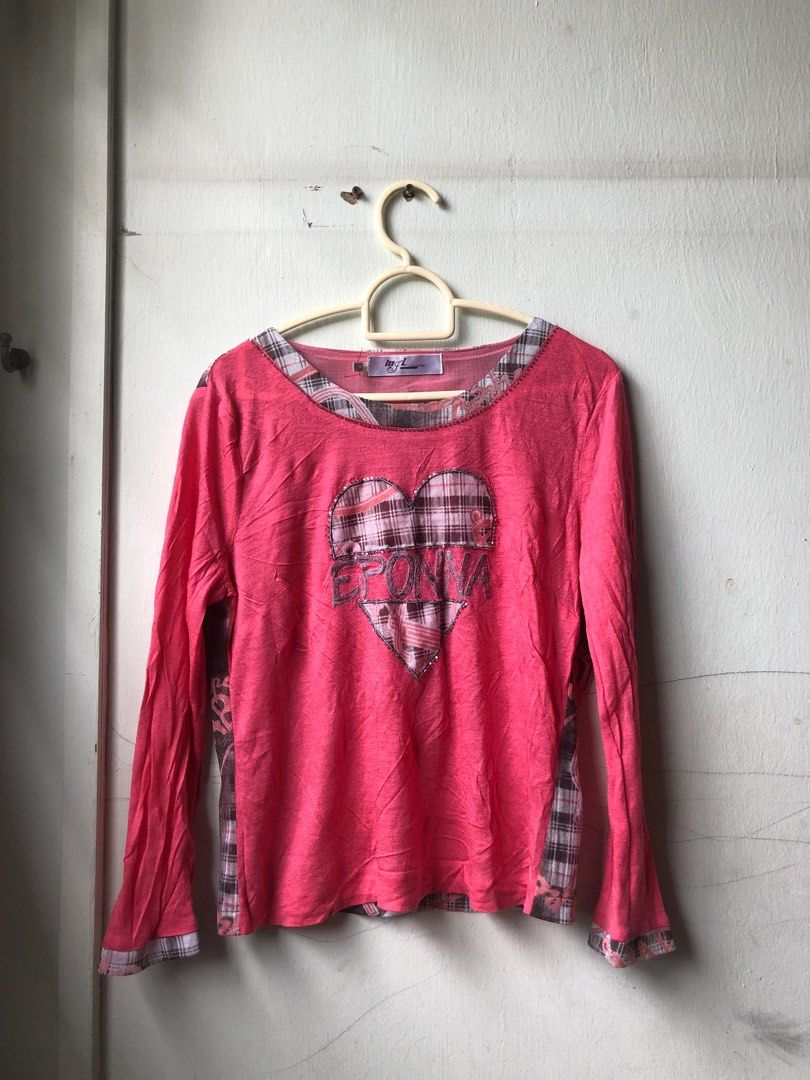 Y2k hot pink long sleeves mesh, Women's Fashion, Tops, Longsleeves