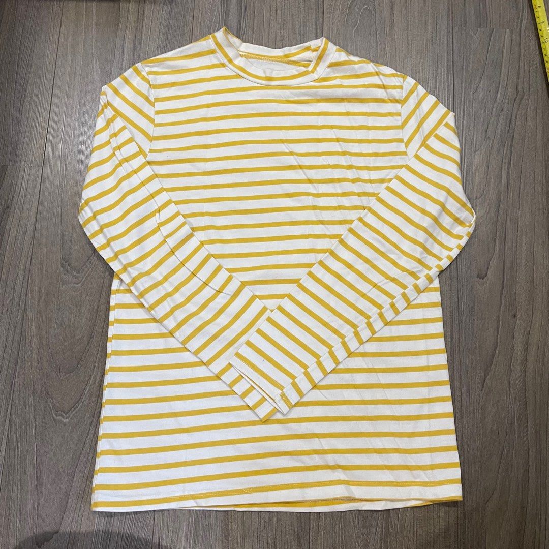 yellow sleeve white shirt