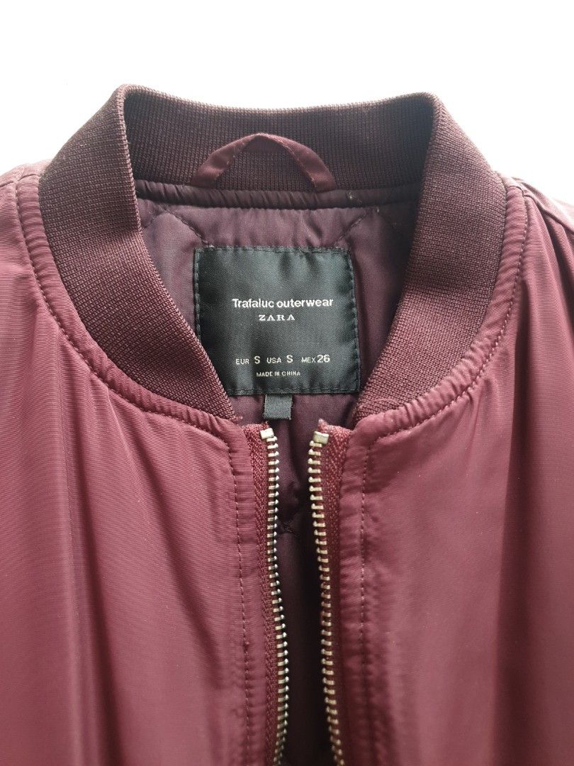 Zara burgundy 2025 bomber jacket