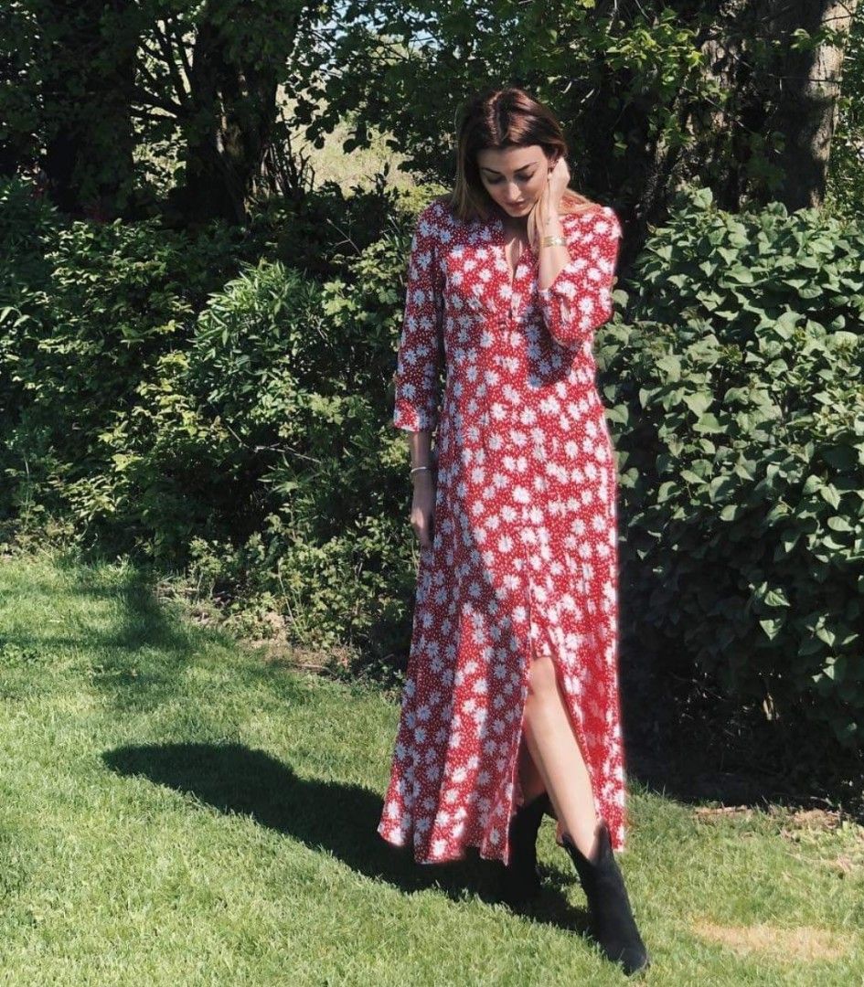 Zara red daisy top dress