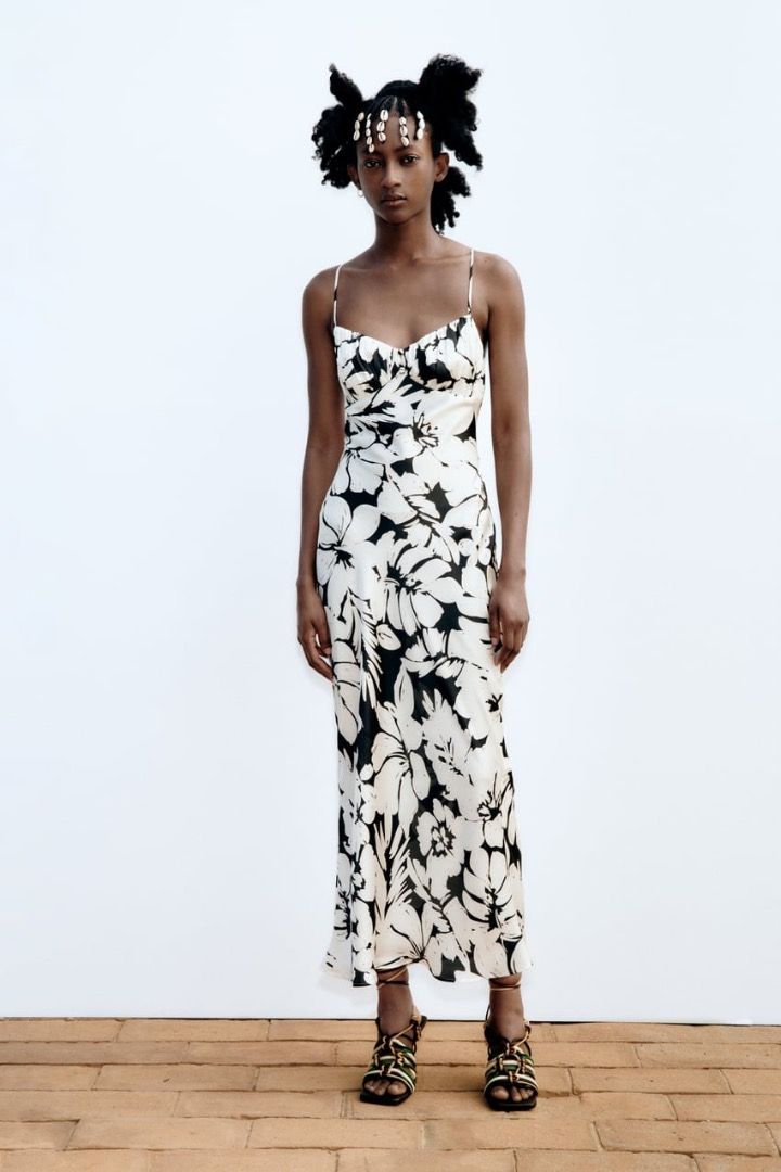 Zara printed camisole dress hotsell