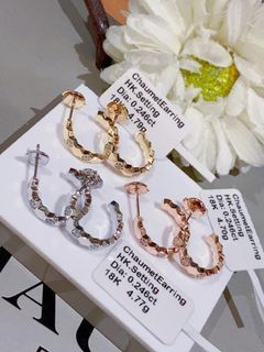 18k chaumet diamond earrings hk setting
