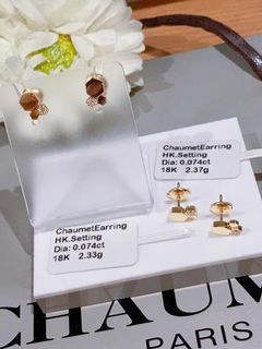 18k yg chaumet earrings hk setting