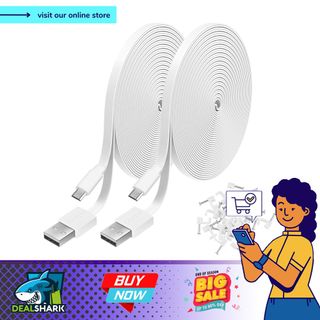 15ft DC Power Extension Cable 2-Pack | 2.1mm X 5.5mm Jack For CCTV Cameras, LED Strips & Routers