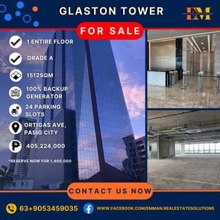 30% DP 1512sqm Commercial Office Space FOR SALE  in Glaston Tower located at Ortigas, Pasig near C-5