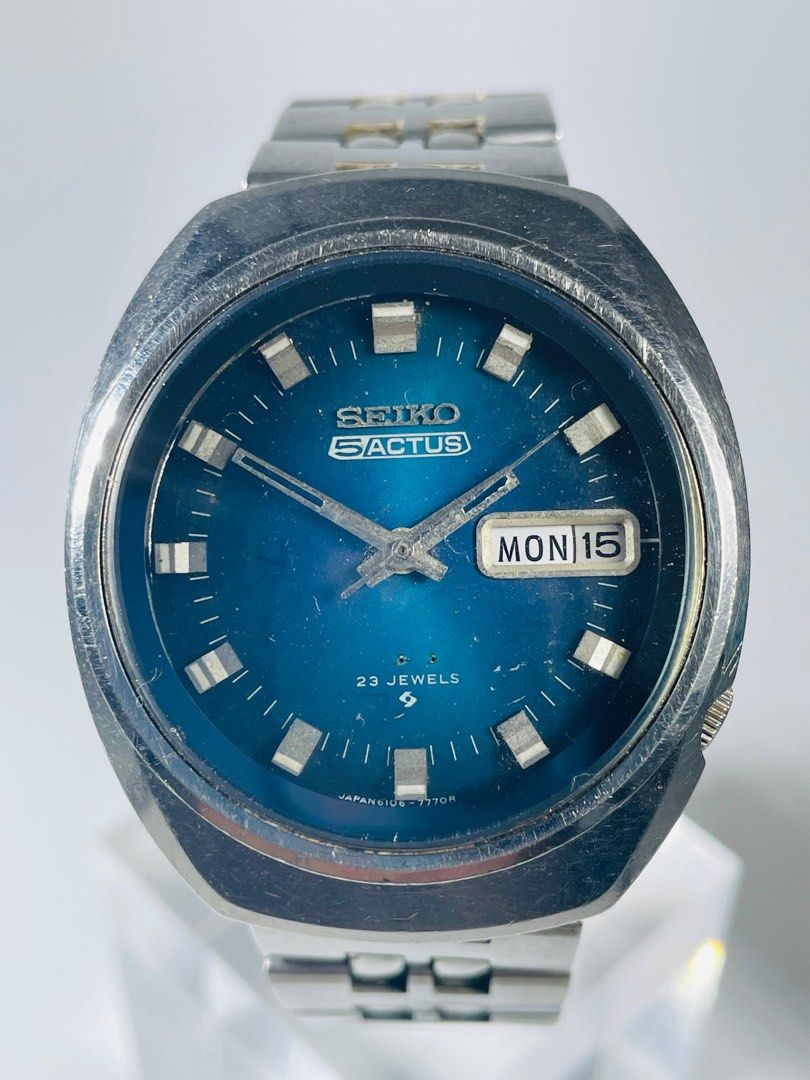 (913) Vintage Seiko 5 Actus SS Automatic Men's Watch Ref 6106-7590 Circa  1970s